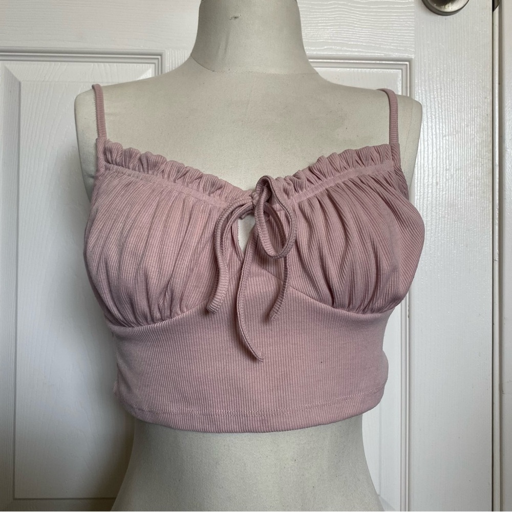 Women's Pink Ruched Crop Top